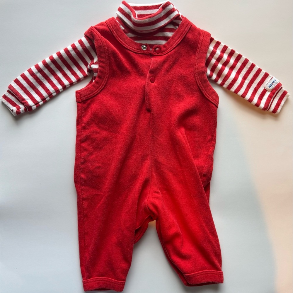 Rare Vintage Absorba 2-piece red and white baby outfit 6months